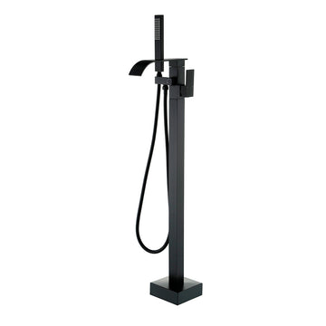 Black Bathtub Faucet Dual Function 360° Rotatable 1.5m SUS304 Hose Independent Handles