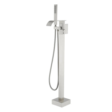 Brushed Bathtub Faucet Dual Function 360° Rotatable 1.5m SUS304 Hose Independent Handles