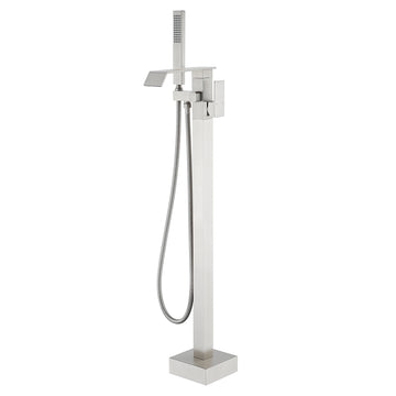 Brushed Bathtub Faucet Dual Function 360° Rotatable 1.5m SUS304 Hose Independent Handles