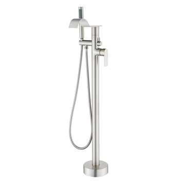 Brushed Bathtub Faucet Dual Function 360° Rotatable 1.5m SUS304 Hose Independent Handles