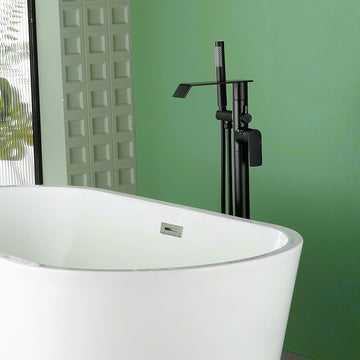 Black Bathtub Faucet Dual Function 360° Rotatable 1.5m SUS304 Hose Independent Handles