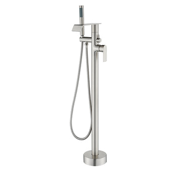 Brushed Bathtub Faucet Dual Function 360° Rotatable 1.5m SUS304 Hose Independent Handles