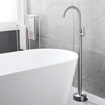 Brushed Bathtub Faucet 360° Rotatable Single Handle Brass SUS304 Aerator Spout