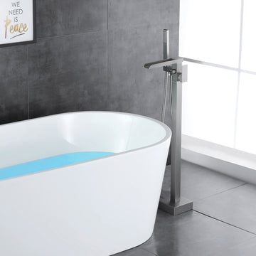 Modern Brushed Nickel Freestanding Bathtub Faucet Waterfall Spout