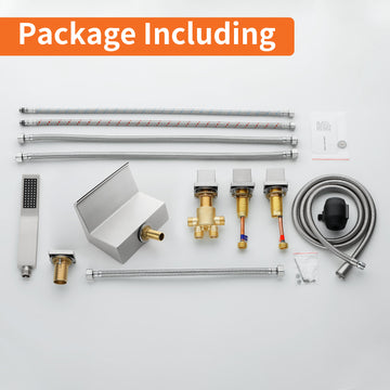 Brushed Nickel 5 Hole Waterfall Bathtub Faucet with Hand Shower and cUPC Valve