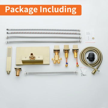 Brushed Gold 5 Hole Bathtub Faucet with Waterfall Spout and Hand Shower