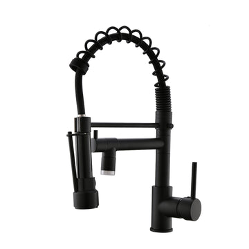 Matte Black Single Handle No Sensor Pull Down Sprayer Kitchen Faucet with Pot Filler