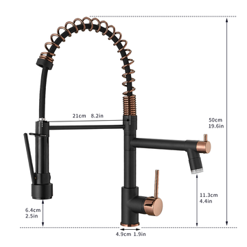 Matte Black Rose Gold 1.8 GPM Single Handle Pull Down Sprayer Kitchen Faucet with LED Light and Pot Filler