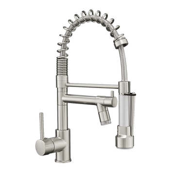 Silver Stainless Steel Single Handle Pull Down Sprayer Kitchen Faucet
