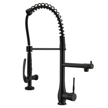 Matte Black Single Handle No Sensor Gooseneck Pull Down Sprayer Kitchen Faucet with Dual Function