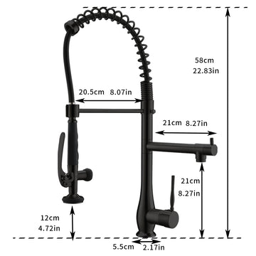 Matte Black Single Handle No Sensor Gooseneck Pull Down Sprayer Kitchen Faucet with Dual Function