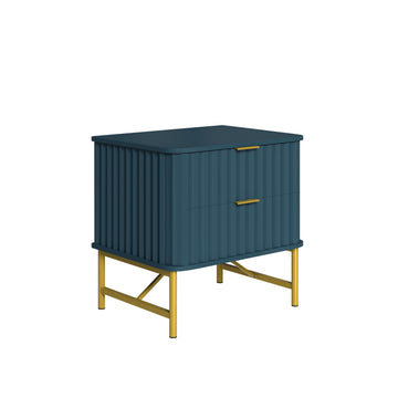 2-Drawer Nightstand with Metal Base