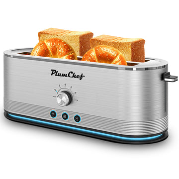 4-Slice Toaster, 7 Browning Settings, Defrost/Reheat Functions, Removable Crumb Tray, Full body Stainless Steel Housing