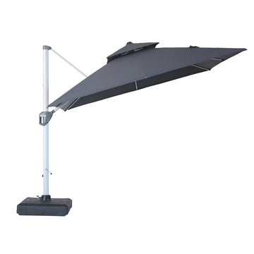 Boyel Living 10 ft. Square Aluminum and Steel Cantilever Outdoor Patio Umbrella with Cover and Base