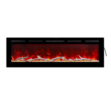 Boyel Living 60 in. Freestanding Versatile Installation Electric Fireplace in Black with Multi-Color Flame
