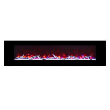 Boyel Living 72 in. Wall Mounted Infrared Electric Fireplace in Black with Multi-Color Flame and CSA Certification