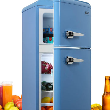 3.5 Cu.ft Compact Refrigerator, Retro Mini Fridge with Freezer, Small Drink Chiller with 2 Door Adjustable Mechanical