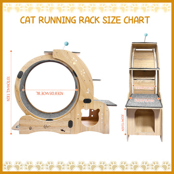Natural Wood 6 in 1 Cat Exercise Wheel Silent Treadmill