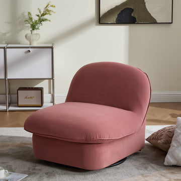 Swivel Accent Chair 360 Degree Metal Base Velvet Pumpkin Shaped Chair for Living Room Bedroom Office