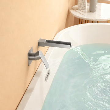 Modern Brushed Nickel Wall Mounted Basin Faucet
