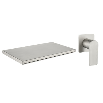 Brushed Wall Mount Faucet SUS304 Waterfall Spout Brass Body Single Handle 1/2NPT Thread