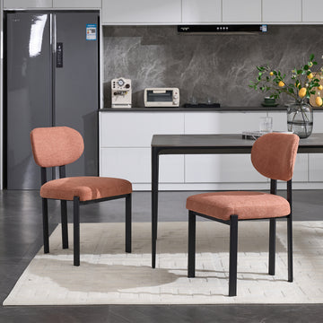 Modern Dining Room Chairs Set of 2 Mid Century Upholstered Boucle Kitchen Dining Chairs Metal Legs