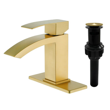 Modern Brushed Gold Bathroom Faucet with Waterfall Spout