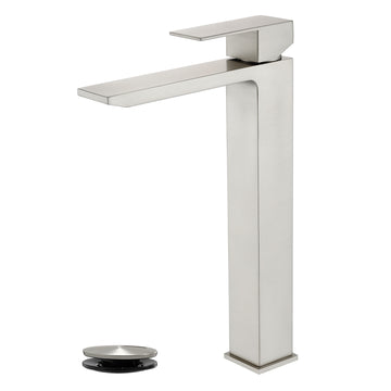 Brushed Faucet SUS304 Waterfall Spout cUPC Cartridge 60cm Supply Line Pop Up Drain