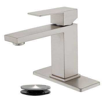 Brushed Faucet SUS304 Aerator Spout cUPC Cartridge 60cm Supply Line Pop Up Drain