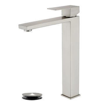 Brushed Faucet SUS304 Aerator Spout cUPC Cartridge 60cm Supply Line Pop Up Drain