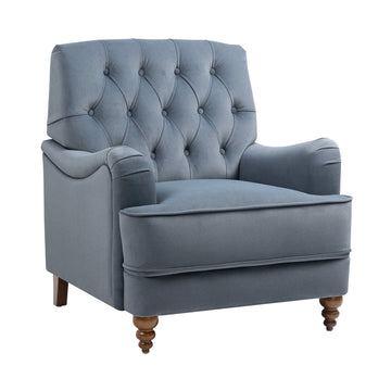 Boyel Living 34 in. W Blue Ergonomic High-End Fabric Accent Recliner Chair with Rubber Wooden Legs and Armrests