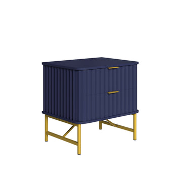 2-Drawer Nightstand with Metal Base