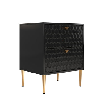 Boyel Living 24.4 inches Tall 2-Drawer High Gloss Nightstand