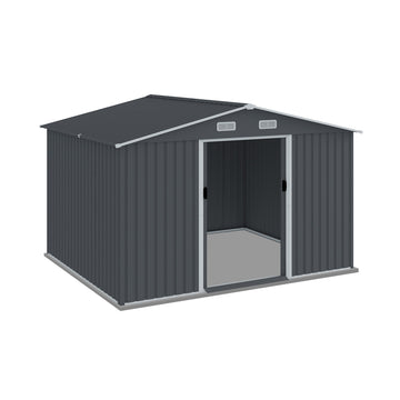 8x10 FT Heavy Duty Metal Outdoor Storage Tool Shed with Sliding Doors & Air Vent