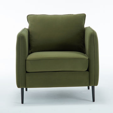 Accent Chair for Living Room Velvet Comfy Single Sofa Chair Armchair with Pillow Metal Legs