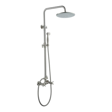 Boyel Living Exposed Pipe Complete Shower System 1-Spray Patterns with 2.5 GPM 8 in. Wall Mount Dual Shower Heads