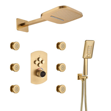 4-Function-Luxury-Shower-System-with-Body-Jets-and-Handheld-Shower-alancing-Valve-Shower-System-Rainfall-Shower-Head-Brushed-Gold