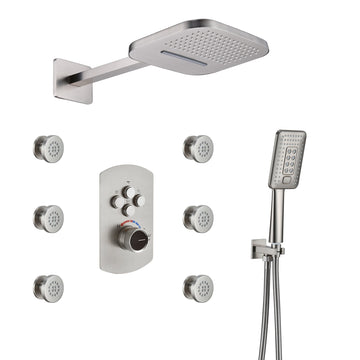 4-Function-Luxury-Shower-System-with-Body-Jets-and-Handheld-Shower-alancing-Valve-Shower-System-Rainfall-Shower-Head-Brushed-Nickel