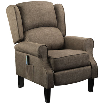 Vibration Massage Recliner Chair with Heat Linen Fabric Push Back Living Room Sofa