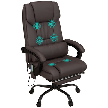 High Back Massage Office Chair with 6 Vibration Points PU Leather Reclining
