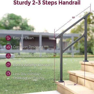 3.67 ft. Metal Handrail for 0-4 Steps (1-Pack)