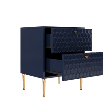 Boyel Living 24.4 inches Tall 2-Drawer High Gloss Nightstand