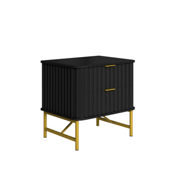 2-Drawer Nightstand with Metal Base