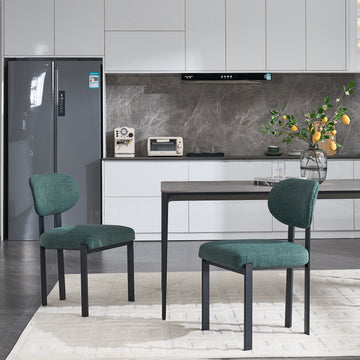 Modern Dining Room Chairs Set of 2 Mid Century Upholstered Boucle Kitchen Dining Chairs Metal Legs