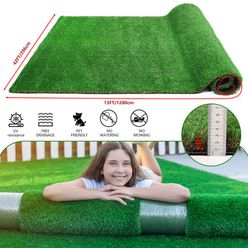 Green Outdoor Artificial Grass Runner 6FTX10FT 1.38" Pile Height Pet Friendly