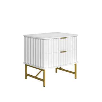 2-Drawer Nightstand with Metal Base
