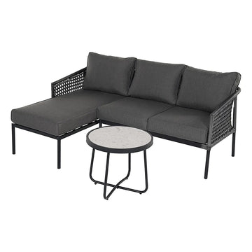 Outdoor Furniture 3-Piece Set - Hand Woven All-Weather Wicker Conversation Set with Olefin Cushions and Coffee Table