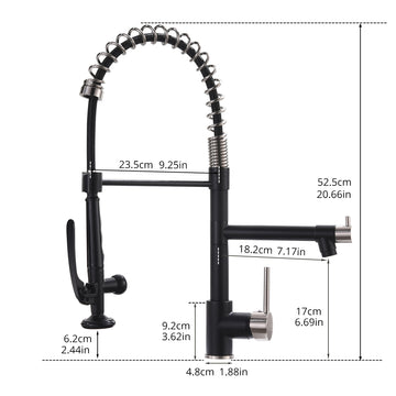 Matte Black with Brushed Nickel Dual Function Single Handle No Sensor Gooseneck Pull Down Sprayer Kitchen Faucet