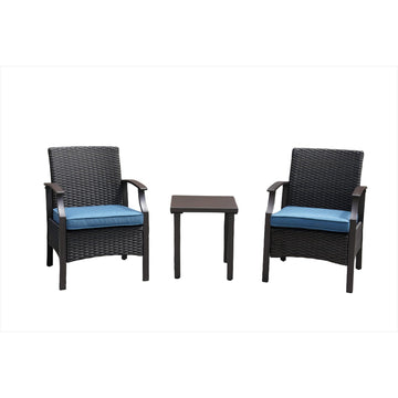 Rattan-Woven Powder-Coated Detachable 3-Piece Chat Set
