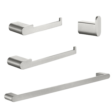 Brushed SUS304 Towel Bar 4 Piece Set Fingerprint Free Bathroom Storage Kit